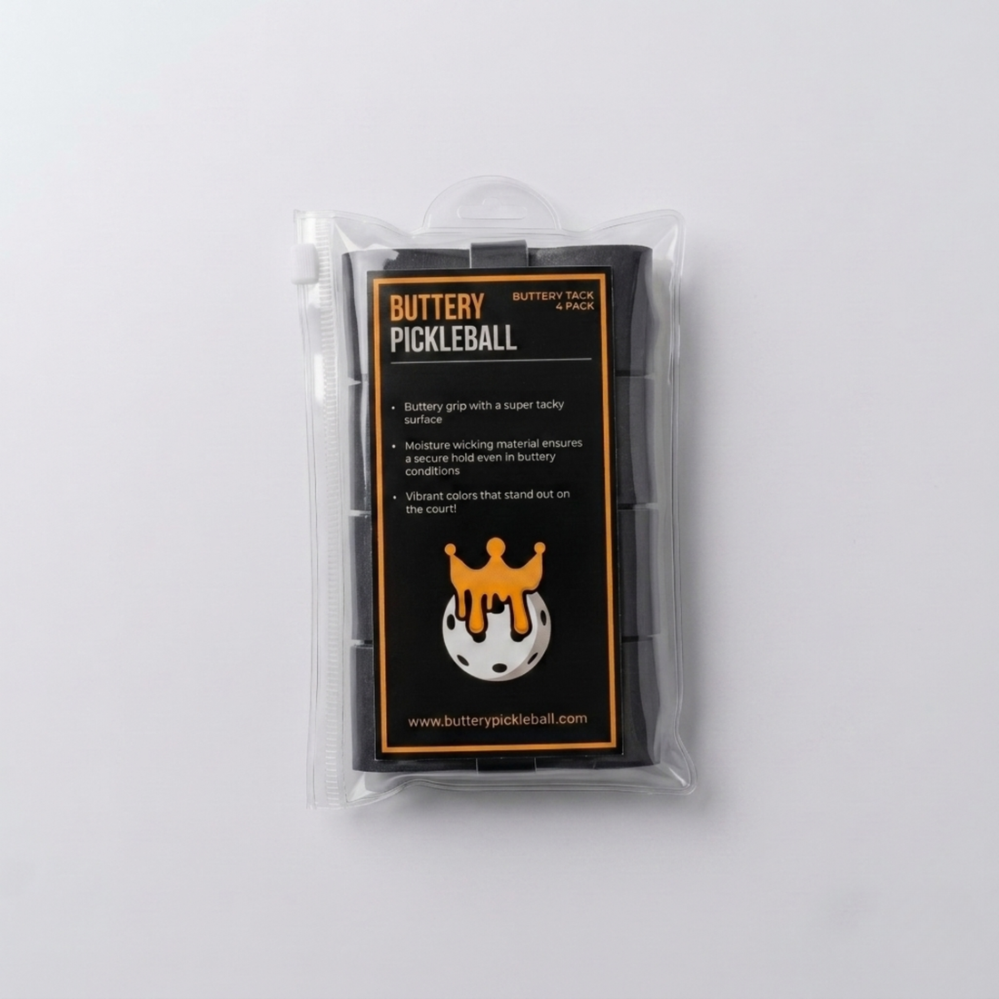 Buttery Pickleball tacky grip 4 pack black