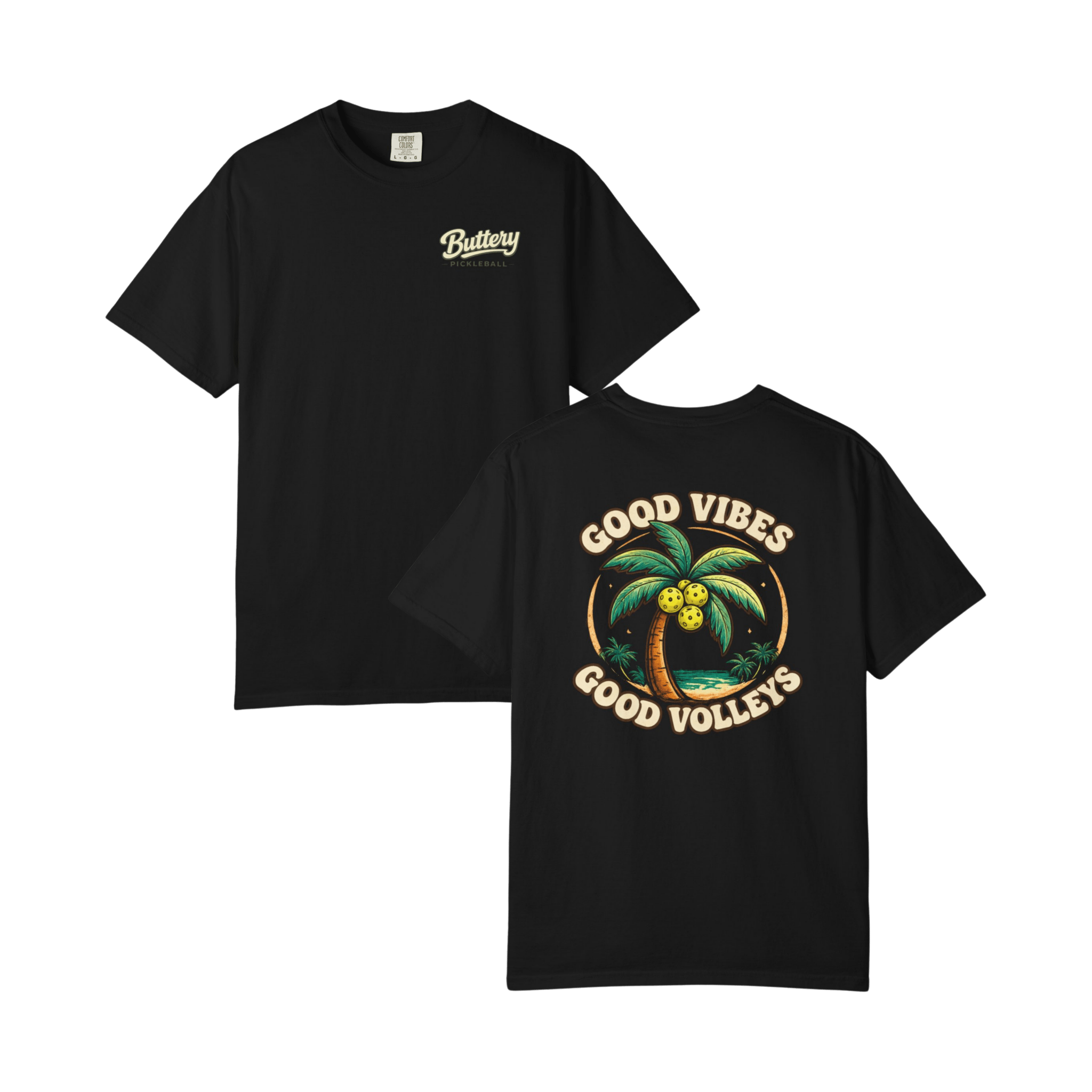 Good Vibes Good Volleys T-Shirt - Buttery Pickleball