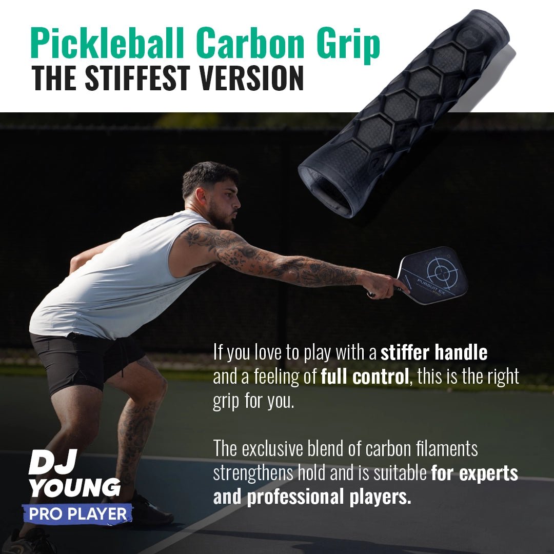 Pickleball Carbon Grip - 5.25 Inches Long - Stiff Feel - Charcoal - Buttery Pickleball