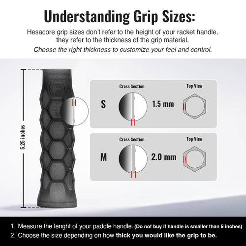 Pickleball Carbon Grip - 5.25 Inches Long - Stiff Feel - Charcoal - Buttery Pickleball