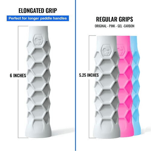 Pickleball Elongated Grip - 6 Inches Long - Regular Soft Feel - White - Buttery Pickleball