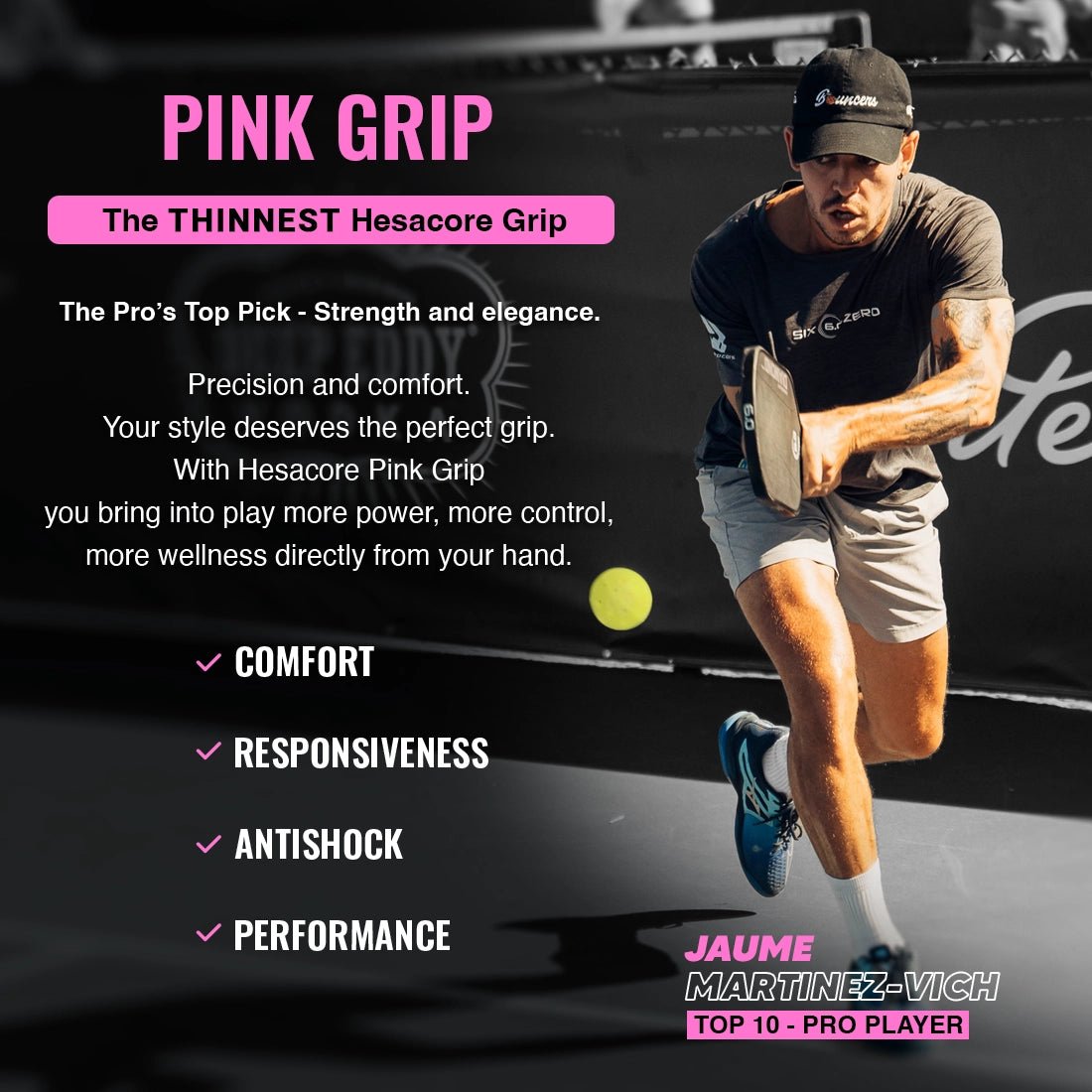 Pickleball Grip - 5.25 Inches Long - Regular Soft Feel - Pink - Buttery Pickleball